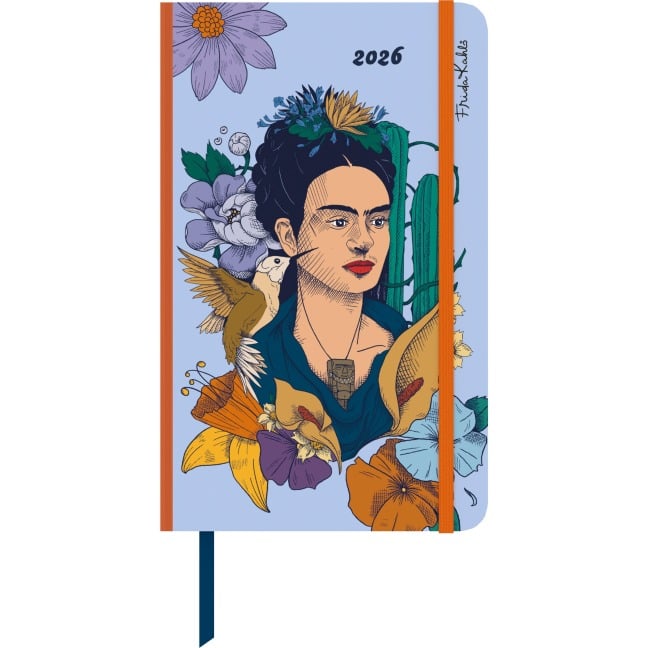 Frida Kahlo Wochen-Notizkalender groß 2026 - Taschen-Kalender 13x21 cm - mit Verschlussband & Falttasche - Weekly - 