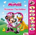 Disney Minnie - Minnies Tierbilder- 8-Button-Soundbuch ab 3 Jahren - interaktives Bilderbuch mit 8 witzigen Geräuschen zu Minnie und Daisys Foto-Abenteuer - 