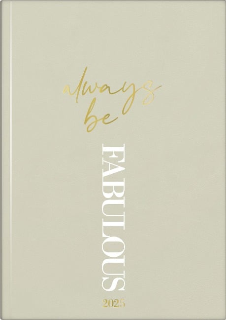 rido/idé 7021503905 Buchkalender Young Line (2025) "Fabulous"| 2 Seiten = 1 Woche| A5| 160 Seiten| Kunstleder-Einband| hellgrau - 