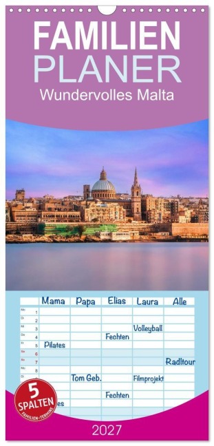 Familienplaner 2027 - Wundervolles Malta mit 5 Spalten (Wandkalender, 21 x 45 cm) CALVENDO - Johannes Tomaschko