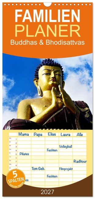 Familienplaner 2027 - Buddhas & Bhodisattvas mit 5 Spalten (Wandkalender, 21 x 45 cm) CALVENDO - Manfred Bergermann