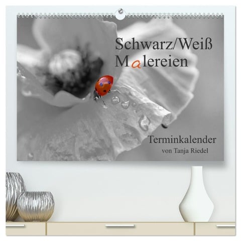 Schwarz-Weiß Malereien Terminkalender von Tanja Riedel für die Schweiz (hochwertiger Premium Wandkalender 2024 DIN A2 quer), Kunstdruck in Hochglanz - Tanja Riedel