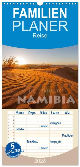 Familienplaner 2026 - Lichterfülltes Namibia mit 5 Spalten (Wandkalender, 21 x 45 cm) CALVENDO - Stephan Peyer