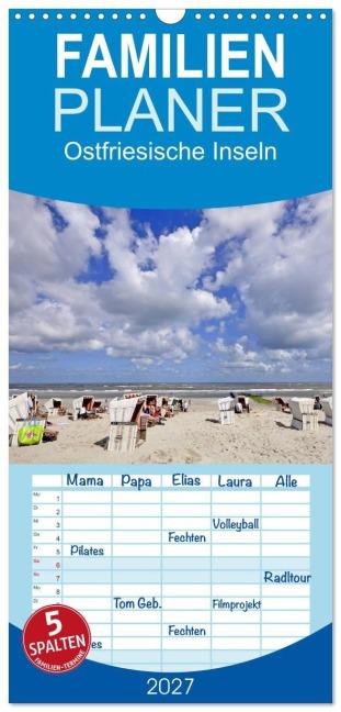 Familienplaner 2027 - Ostfriesische Inseln mit 5 Spalten (Wandkalender, 21 x 45 cm) CALVENDO - McPHOTO W. Boyungs K. Steinkamp