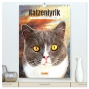 Cover-Bild zum Titel 'Katzenlyrik - Zwölf Seelen auf Samtpfoten in Wort und Bild (hochwertiger Premium Wandkalender 2026 DIN A2 hoch), Kunstdruck in Hochglanz' von 'Michaela Spreider'
