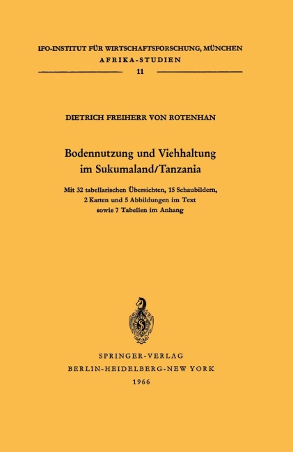 Bodennutzung und Viehhaltung im Sukumaland/Tanzania - Dietrich Von Rotenhan