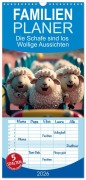 Cover-Bild zum Titel 'Familienplaner 2026 - Die Schafe sind los Wollige Aussichten mit 5 Spalten (Wandkalender, 21 x 45 cm) CALVENDO' von 'Artefacti Artefacti'