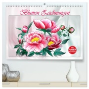 Cover-Bild zum Titel 'Blumen-Zeichnungen (hochwertiger Premium Wandkalender 2026 DIN A2 quer), Kunstdruck in Hochglanz' von 'Dusanka Djeric'