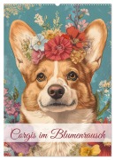 Corgis im Blumenrausch (Wandkalender 2026 DIN A2 hoch), CALVENDO Monatskalender - Ally Bee