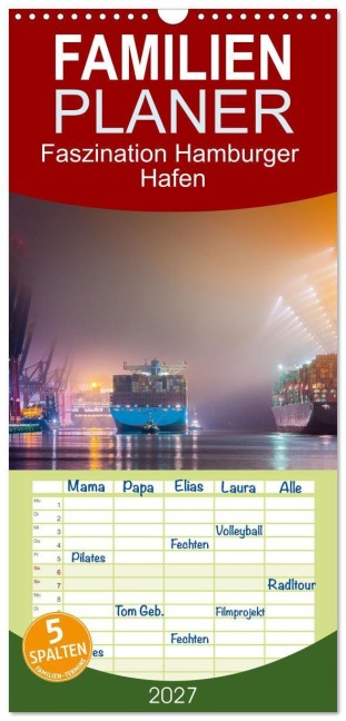 Familienplaner 2027 - Faszination Hamburger Hafen mit 5 Spalten (Wandkalender, 21 x 45 cm) CALVENDO - Kuk-Foto Kai-Uwe Klauß