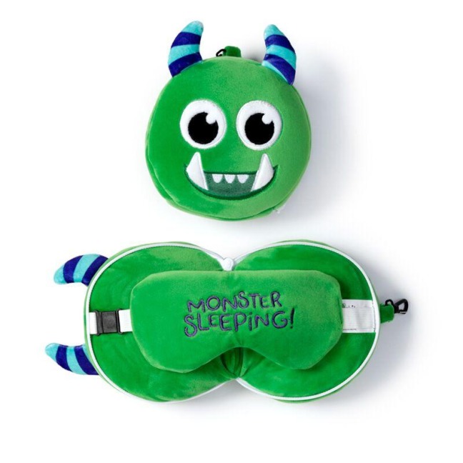 Relaxeazzz Plüsch Grün Monstarz Monster Reisekissen & Schlafmaske - 