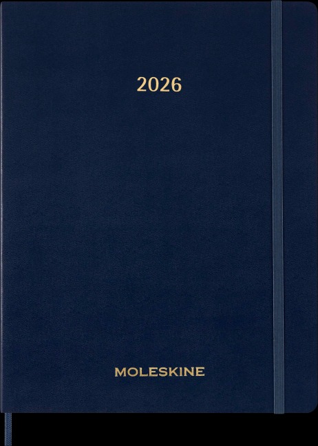 Moleskine 15 Monate Essential Wochenkalender 2025/2026, 1 Wo = 2 Seiten, vertikal, XXL, fester Einband, Saphirblau - 