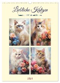 Liebliche Katzen. Anmut und Würde mit Blumen (Wandkalender 2024 DIN A3 hoch), CALVENDO Monatskalender - Rose Hurley