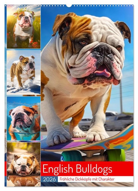 English Bulldogs. Fröhliche Dickköpfe mit Charakter (Wandkalender 2026 DIN A2 hoch), CALVENDO Monatskalender - Rose Hurley