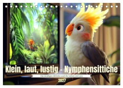 Cover-Bild zum Titel 'Klein, laut, lustig - Nymphensittiche (Tischkalender 2027 DIN A5 quer), CALVENDO Monatskalender' von 'Kerstin Waurick'