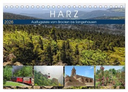 Cover-Bild zum Titel 'Harz - Ausflugsziele vom Brocken bis Sangerhausen (Tischkalender 2026 DIN A5 quer), CALVENDO Monatskalender' von 'Anja Frost'