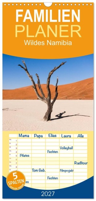 Familienplaner 2027 - Wildes Namibia mit 5 Spalten (Wandkalender, 21 x 45 cm) CALVENDO - Carsten Stefanie Krüger