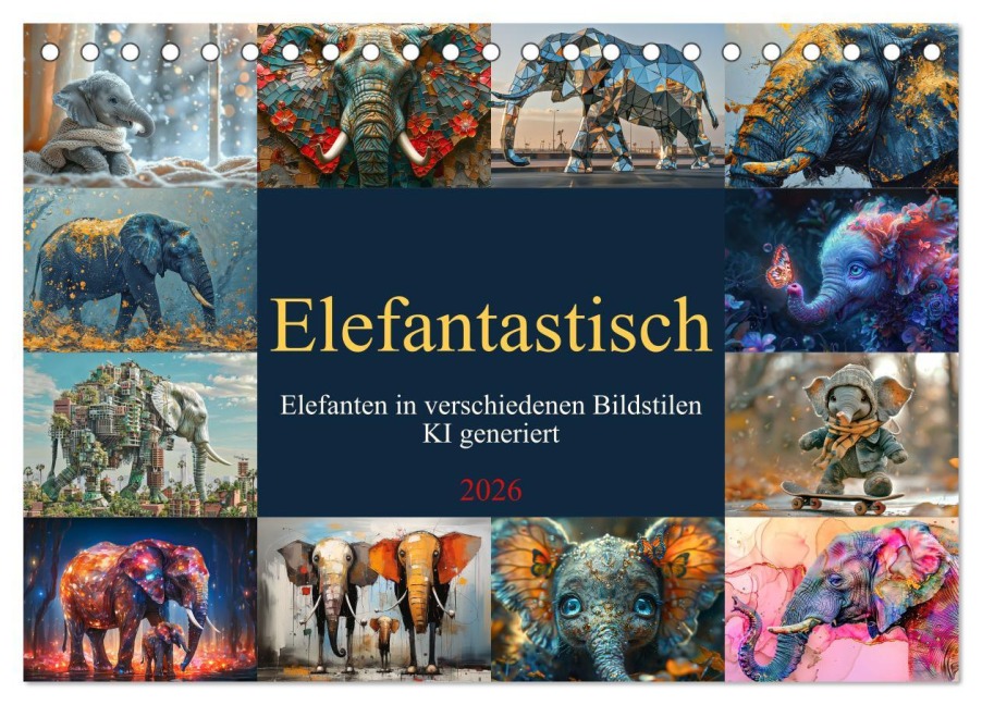 Elefantastisch (Tischkalender 2026 DIN A5 quer), CALVENDO Monatskalender - Cathrin Illgen