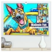 Cover-Bild zum Titel 'Malinois Fun. Lustige Cartoons vom Diensthund des Jahres! (hochwertiger Premium Wandkalender 2026 DIN A2 quer), Kunstdruck in Hochglanz' von 'Rose Hurley'