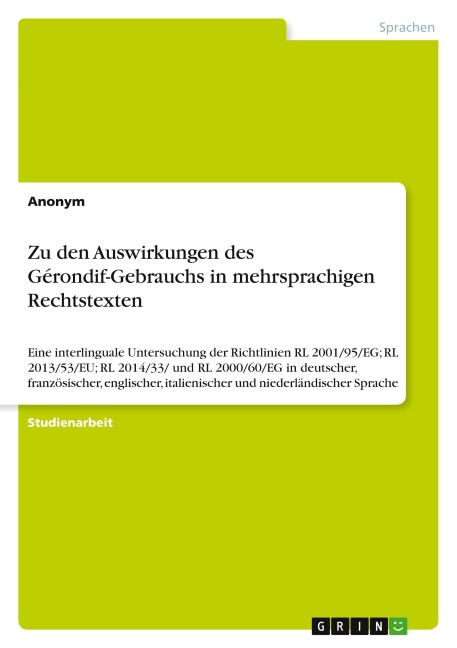 Zu den Auswirkungen des Gérondif-Gebrauchs in mehrsprachigen Rechtstexten - Anonymous
