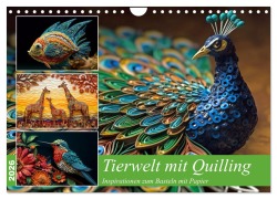 Cover-Bild zum Titel 'Tierwelt mit Quilling (Wandkalender 2026 DIN A4 quer), CALVENDO Monatskalender' von 'Kerstin Waurick'