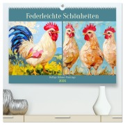 Cover-Bild zum Titel 'Federleichte Schönheiten. Duftige Hühner-Paintings (hochwertiger Premium Wandkalender 2026 DIN A2 quer), Kunstdruck in Hochglanz' von 'Rose Hurley'