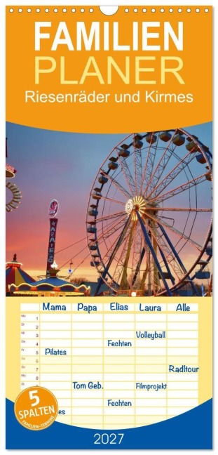 Familienplaner 2027 - Riesenräder und Kirmes mit 5 Spalten (Wandkalender, 21 x 45 cm) CALVENDO - Torsten Irmer