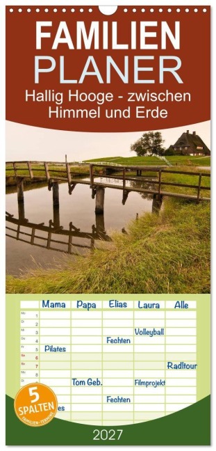 Familienplaner 2027 - Hallig Hooge - zwischen Himmel und Erde mit 5 Spalten (Wandkalender, 21 x 45 cm) CALVENDO - Jürgen Lüftner