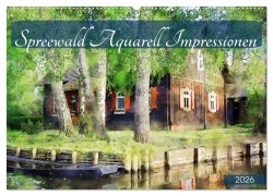 Cover-Bild zum Titel 'Spreewald Aquarell Impressionen (Wandkalender 2026 DIN A2 quer), CALVENDO Monatskalender' von 'Anja Frost'