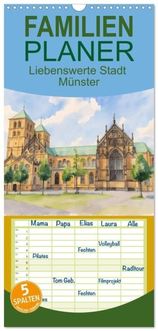 Familienplaner 2027 - Liebenswerte Stadt Münster mit 5 Spalten (Wandkalender, 21 x 45 cm) CALVENDO - Claudia Kleemann