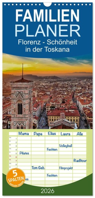 Familienplaner 2026 - Florenz - Schönheit in der Toskana mit 5 Spalten (Wandkalender, 21 x 45 cm) CALVENDO - Peter Roder