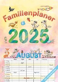 Familienplaner Cartoon 2025 - Familienkalender A3 (29,7x42 cm) - mit 6 Spalten, Ferienterminen (DE/AT/CH) und viel Platz für Notizen - Wandkalender - 