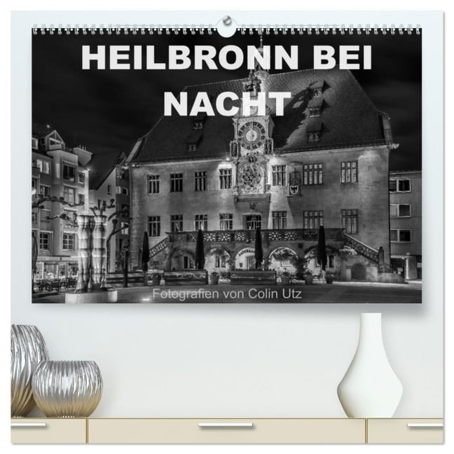 Heilbronn bei Nacht (hochwertiger Premium Wandkalender 2026 DIN A2 quer), Kunstdruck in Hochglanz - Colin Utz