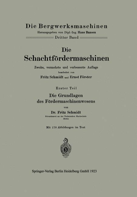 Die Schachtfördermaschinen - Ernst Förster