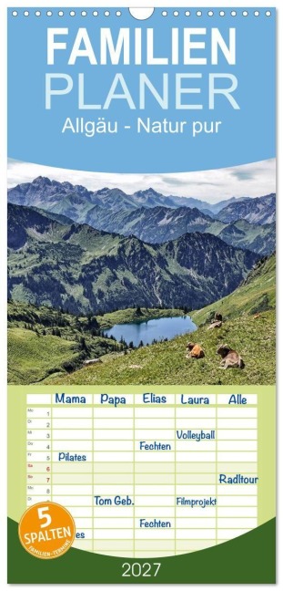 Familienplaner 2027 - Allgäu - Natur pur mit 5 Spalten (Wandkalender, 21 x 45 cm) CALVENDO - Thomas Becker