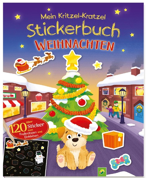 Mein Kritzel-Kratzel-Stickerbuch Weihnachten mit Bambus-Stick - 