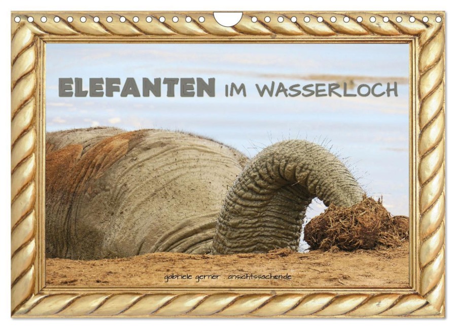 Elefanten im Wasserloch (Wandkalender 2026 DIN A4 quer), CALVENDO Monatskalender - Gabriele Gerner