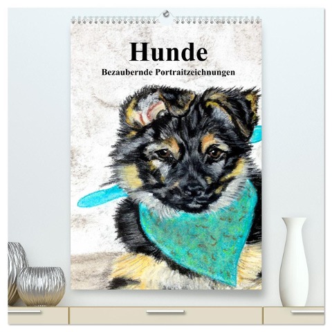 Hunde - Bezaubernde Portraitzeichnungen (hochwertiger Premium Wandkalender 2024 DIN A2 hoch), Kunstdruck in Hochglanz - PortraitTierART Kerstin Heuser