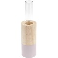 Holz Vase mit Reagenzglas, flieder,Ø 4cm, H 10cm - 