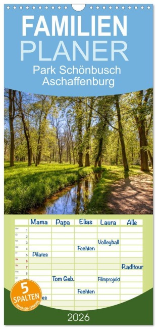 Familienplaner 2026 - Park Schönbusch Aschaffenburg mit 5 Spalten (Wandkalender, 21 x 45 cm) CALVENDO - Saschahaas Photography