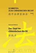 Cover-Bild zum Titel 'Der Trust im chinesischen Recht' von 'Raimund Christian Behnes'