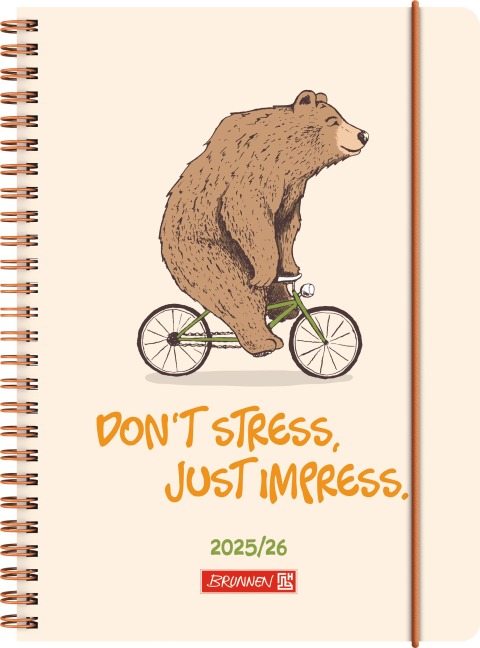 BRUNNEN Schülerkalender (2025/2026) "Bear", 2 Seiten = 1 Woche, A5, 208 Seiten, PP-Umschlag, mehrfarbig - 