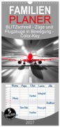Cover-Bild zum Titel 'Familienplaner 2027 - BLITZschnell - Züge und Flugzeuge in Bewegung - Color-Key mit 5 Spalten (Wandkalender, 21 x 45 cm) CALVENDO' von 'Martina Marten'