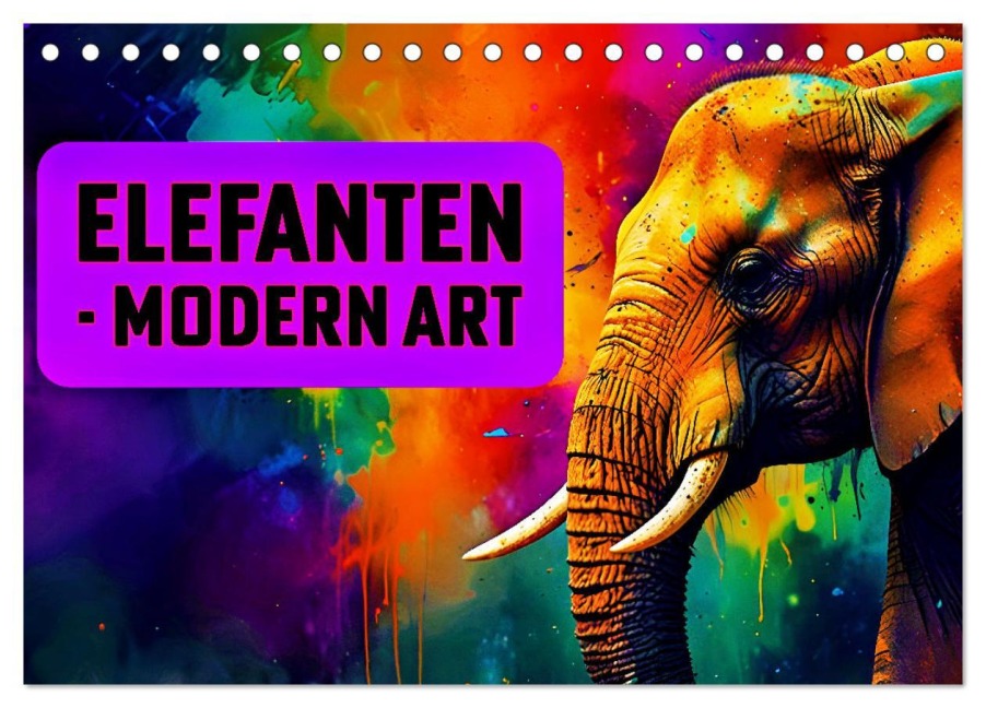 Elefanten - modern Art (Tischkalender 2026 DIN A5 quer), CALVENDO Monatskalender - Susan Michel