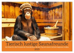 Tierisch lustige Saunafreunde (Wandkalender 2025 DIN A2 quer), CALVENDO Monatskalender - Peter Rübsamen