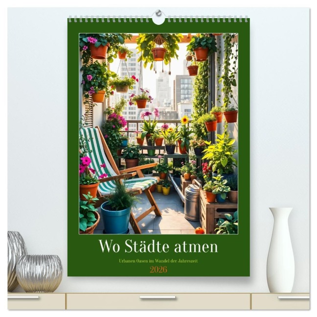 Wo Städte atmen - Urbanen Oasen im Wandel der Jahreszeit (hochwertiger Premium Wandkalender 2026 DIN A2 hoch), Kunstdruck in Hochglanz - Fred Schimak