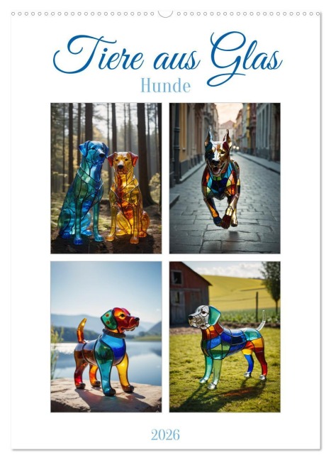 Tiere aus Glas - Hunde (Wandkalender 2026 DIN A2 hoch), CALVENDO Monatskalender - Stanley Hinz