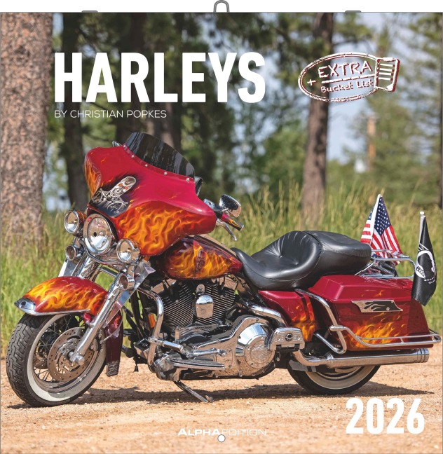 Harleys 2026 - Broschürenkalender 30x30 cm (30x60 geöffnet) - Kalender mit Platz für Notizen - Motorräder - Bildkalender - Wandplaner - Harley-Davidson - 