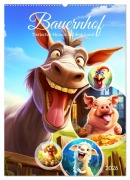 Cover-Bild zum Titel 'Bauernhof. Tierischer Humor auf dem Land (Wandkalender 2026 DIN A2 hoch), CALVENDO Monatskalender' von 'Rose Hurley'