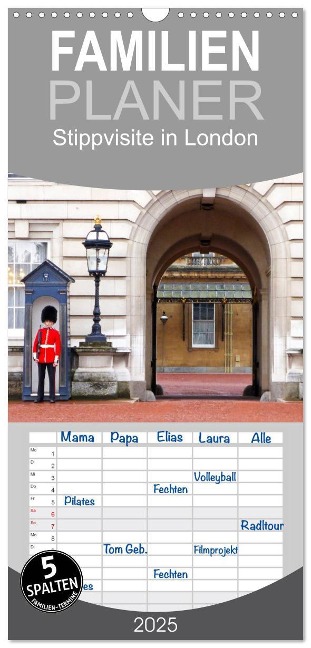 Familienplaner 2025 - Stippvisite in London mit 5 Spalten (Wandkalender, 21 x 45 cm) CALVENDO - Rosemarie Prediger